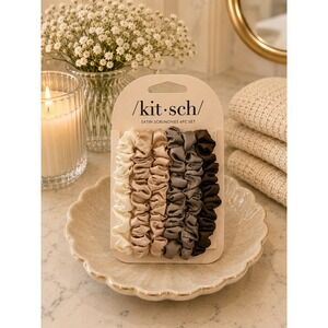 Kitsch Ultra Petite Satin Scrunchies 6pc Set Eucalyptus Neutral Hair Ties New